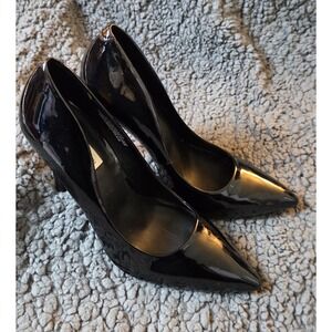 Steve Madden Klory Black Patent Pumps Heels Size 9.5M ~4" Heel Classic Dress...